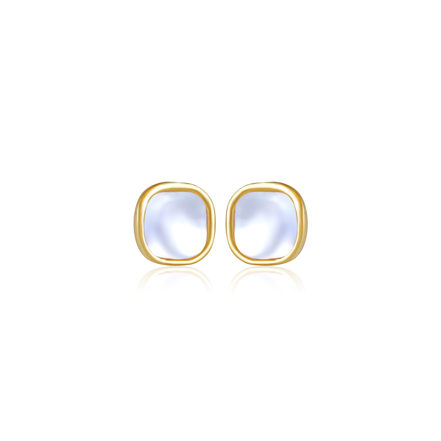 Moonveil Square Gold Earrings
