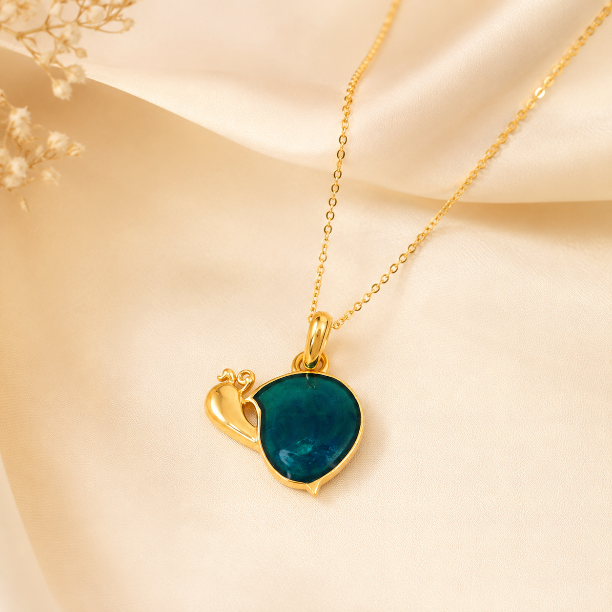 Royal Blue Golden Snail Pendant