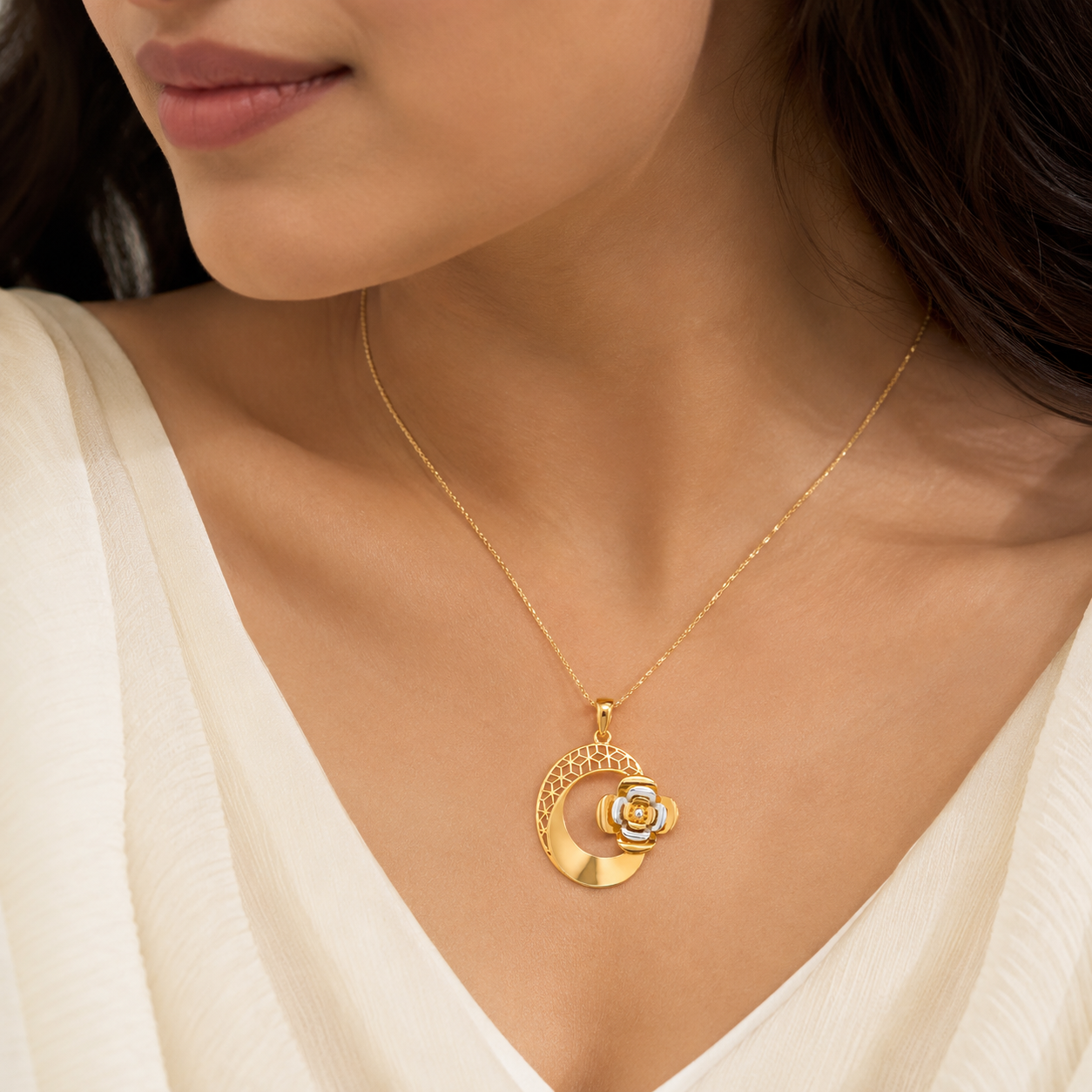 The Golden Artic Rose Pendant
