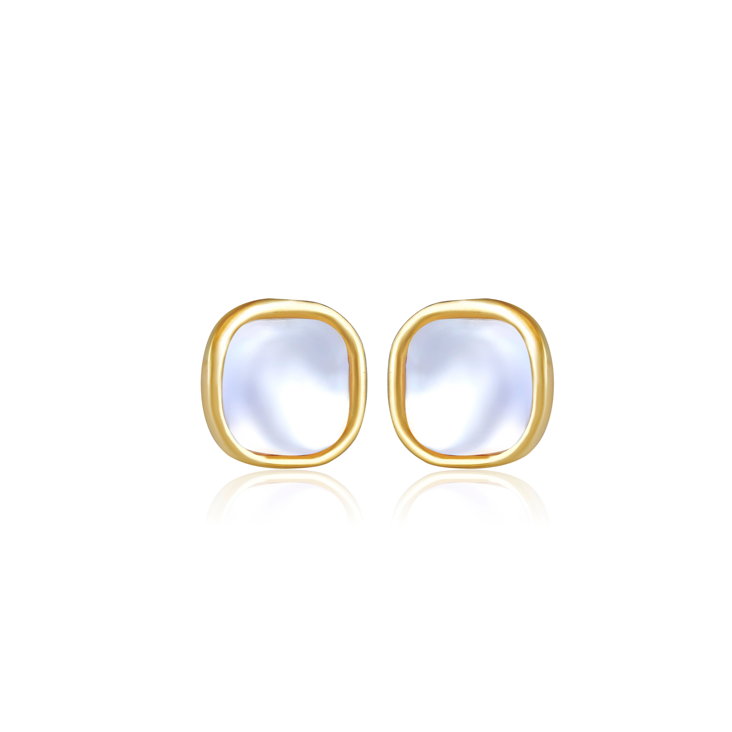 Moonveil Square Gold Earrings